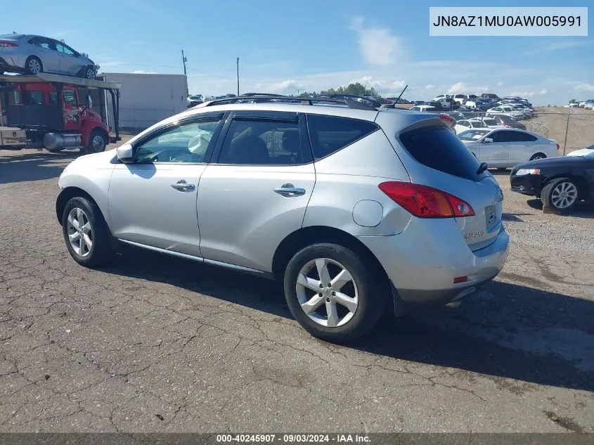 2010 Nissan Murano Sl VIN: JN8AZ1MU0AW005991 Lot: 40245907