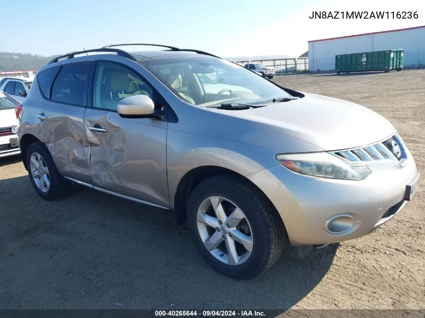 2010 Nissan Murano Sl VIN: JN8AZ1MW2AW116236 Lot: 40265644