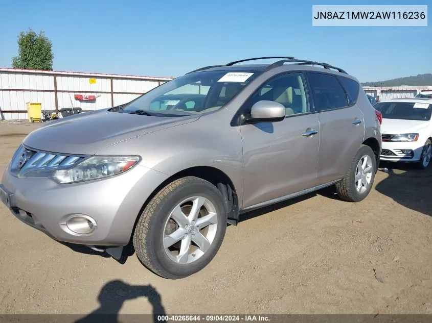 JN8AZ1MW2AW116236 2010 Nissan Murano Sl