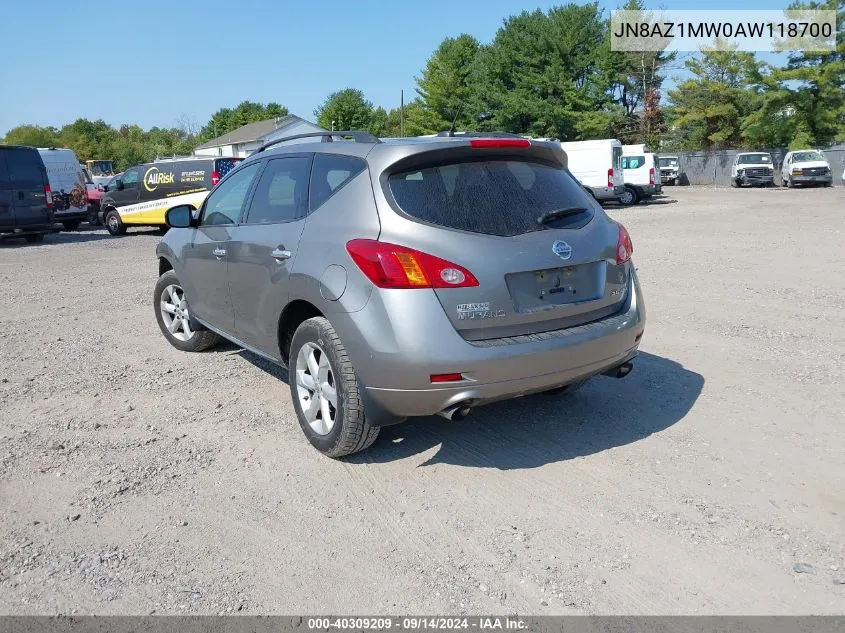 JN8AZ1MW0AW118700 2010 Nissan Murano S/Sl/Le