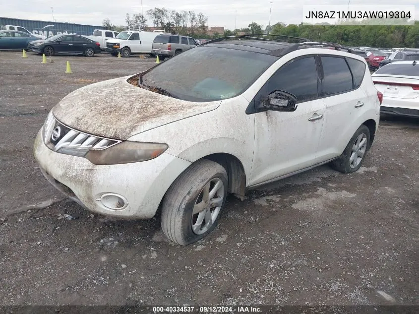 2010 Nissan Murano Sl VIN: JN8AZ1MU3AW019304 Lot: 40334537