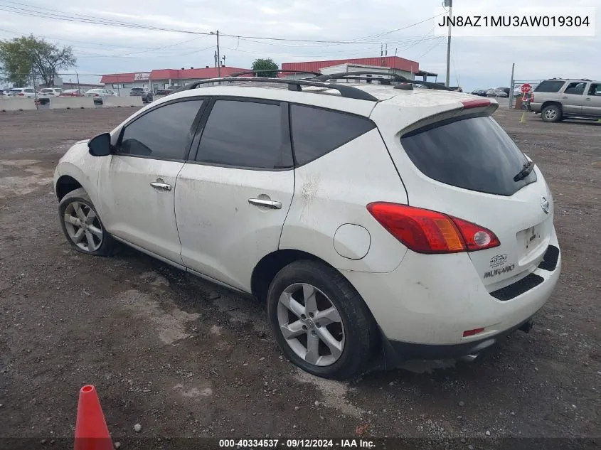 2010 Nissan Murano Sl VIN: JN8AZ1MU3AW019304 Lot: 40334537