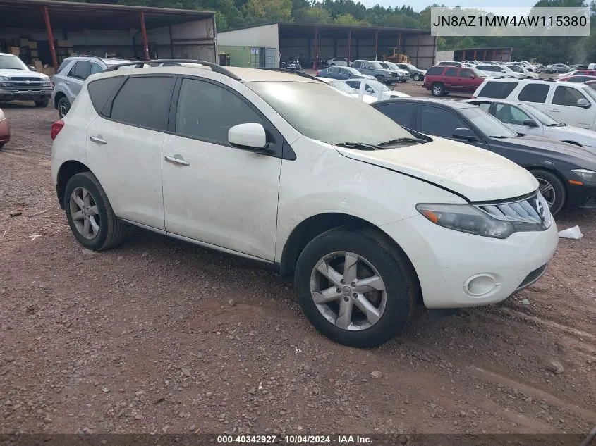 2010 Nissan Murano Sl VIN: JN8AZ1MW4AW115380 Lot: 40342927