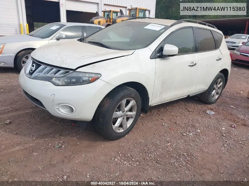 2010 Nissan Murano Sl VIN: JN8AZ1MW4AW115380 Lot: 40342927