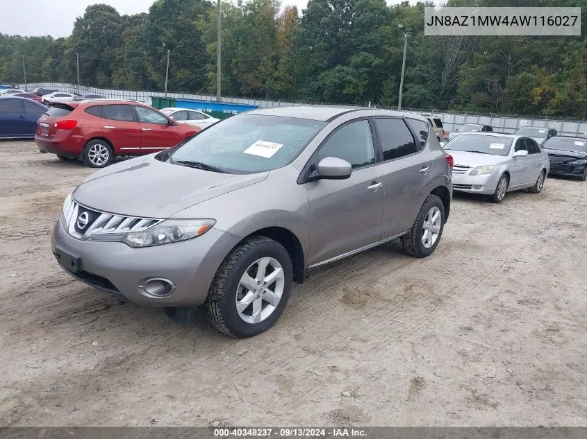 2010 Nissan Murano S VIN: JN8AZ1MW4AW116027 Lot: 40348237