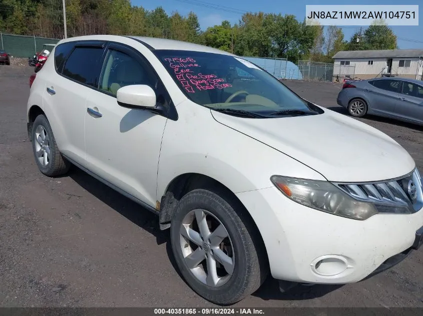 JN8AZ1MW2AW104751 2010 Nissan Murano S