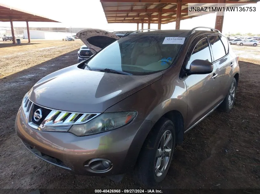 2010 Nissan Murano Sl VIN: JN8AZ1MW1AW136753 Lot: 40426968