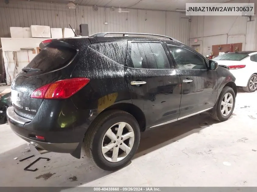 2010 Nissan Murano S/Sl/Le VIN: JN8AZ1MW2AW130637 Lot: 40438660