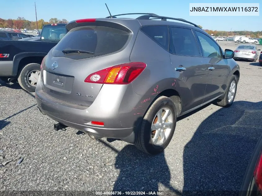 2010 Nissan Murano Sl VIN: JN8AZ1MWXAW116372 Lot: 40656736