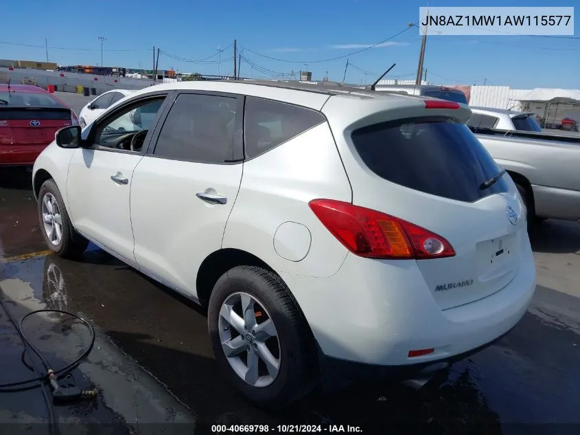 2010 Nissan Murano S VIN: JN8AZ1MW1AW115577 Lot: 40669798