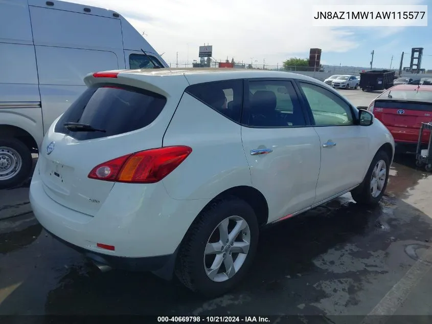 2010 Nissan Murano S VIN: JN8AZ1MW1AW115577 Lot: 40669798