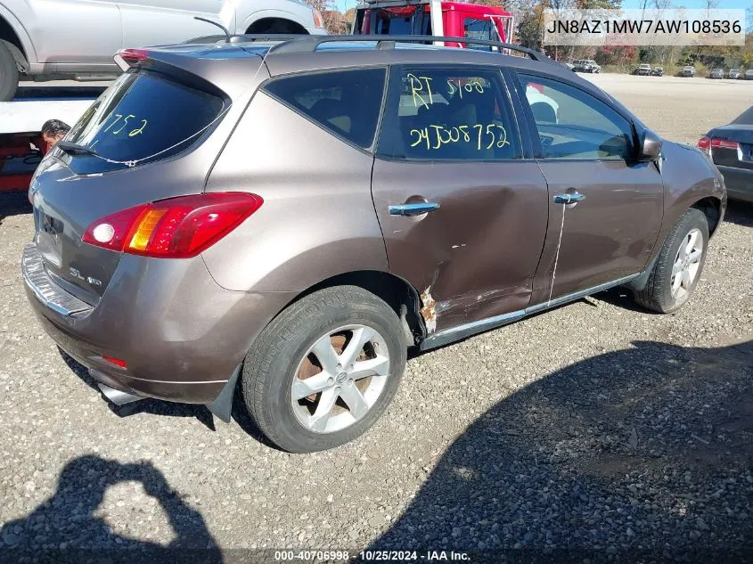 2010 Nissan Murano Sl VIN: JN8AZ1MW7AW108536 Lot: 40706998