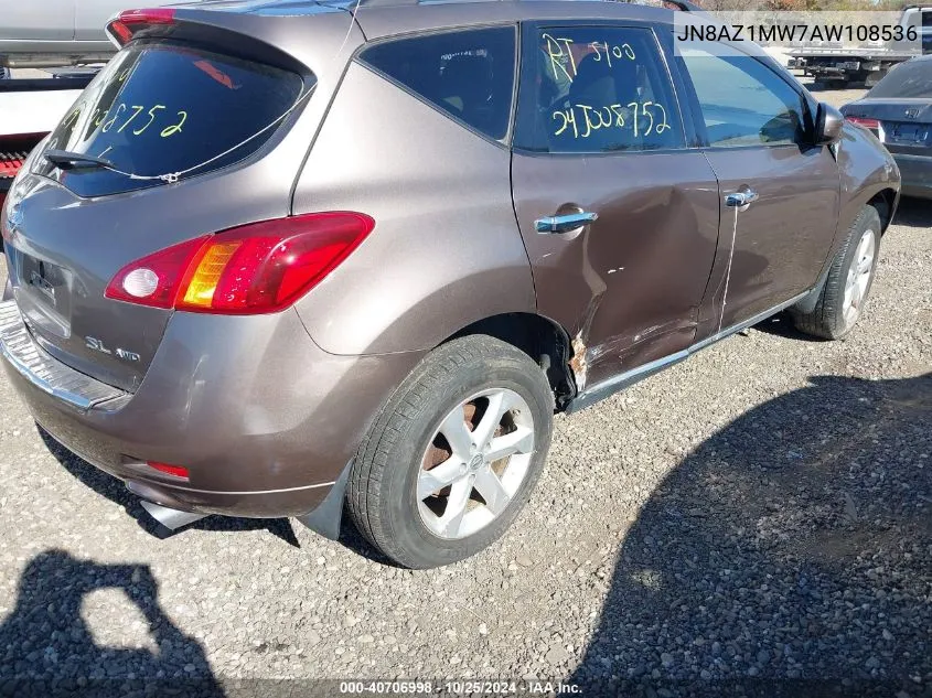 2010 Nissan Murano Sl VIN: JN8AZ1MW7AW108536 Lot: 40706998