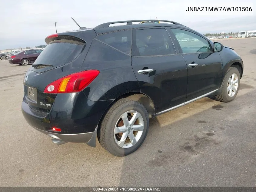 2010 Nissan Murano S/Sl/Le VIN: JN8AZ1MW7AW101506 Lot: 40720061