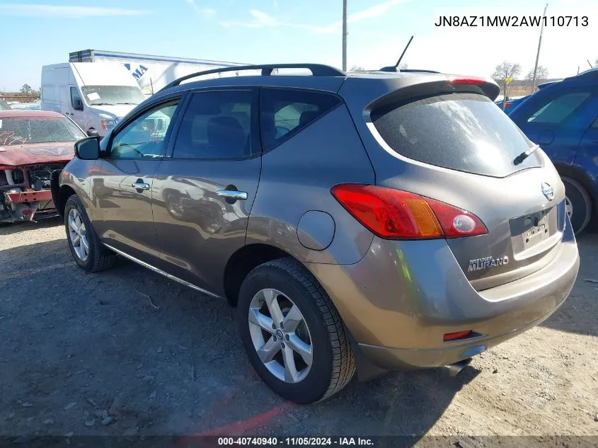 JN8AZ1MW2AW110713 2010 Nissan Murano Sl