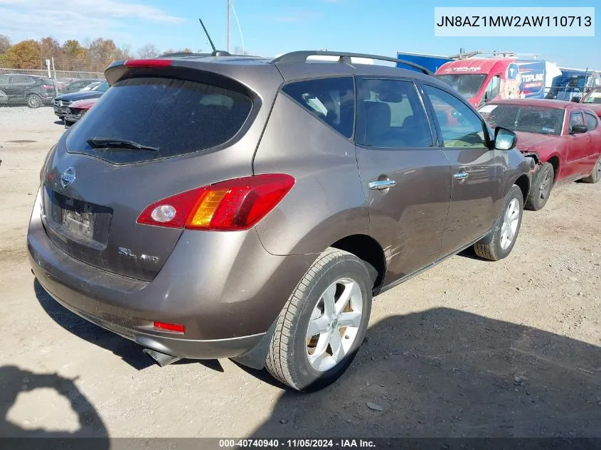 JN8AZ1MW2AW110713 2010 Nissan Murano Sl