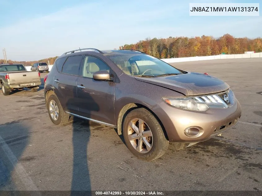 2010 Nissan Murano Sl VIN: JN8AZ1MW1AW131374 Lot: 40742993