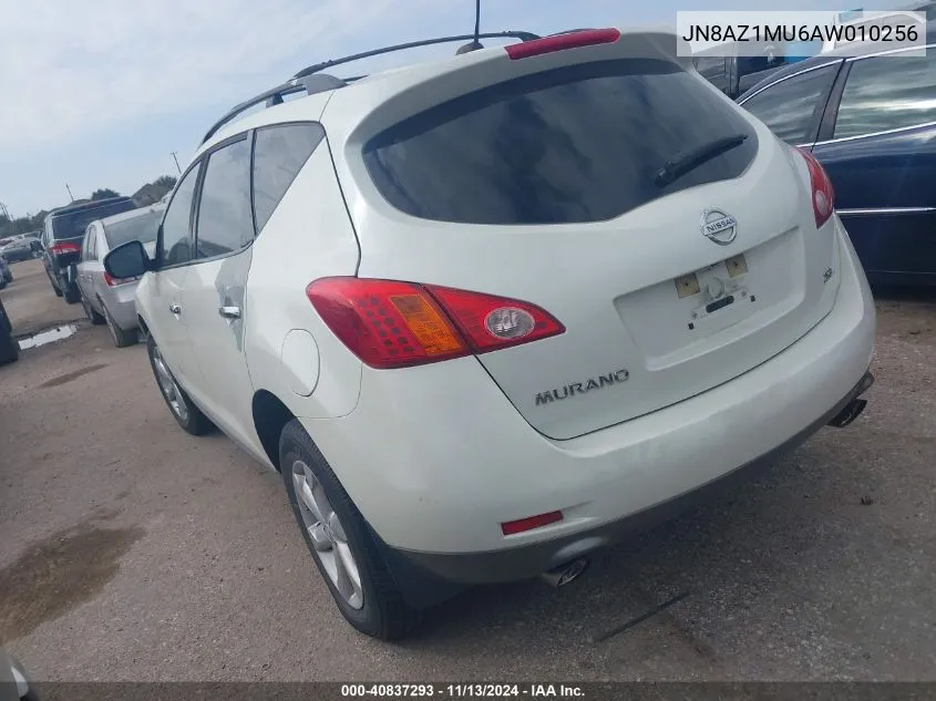 2010 Nissan Murano Sl VIN: JN8AZ1MU6AW010256 Lot: 40837293