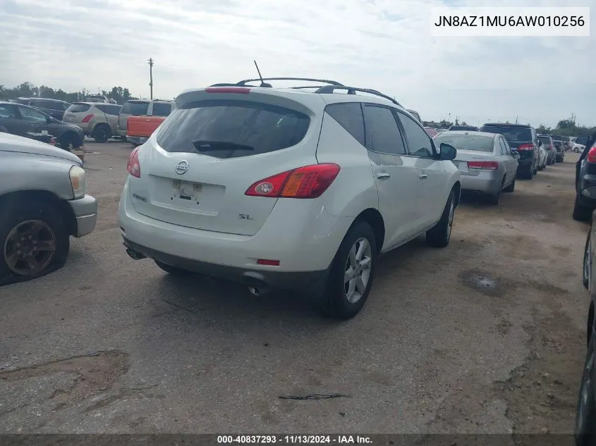 2010 Nissan Murano Sl VIN: JN8AZ1MU6AW010256 Lot: 40837293