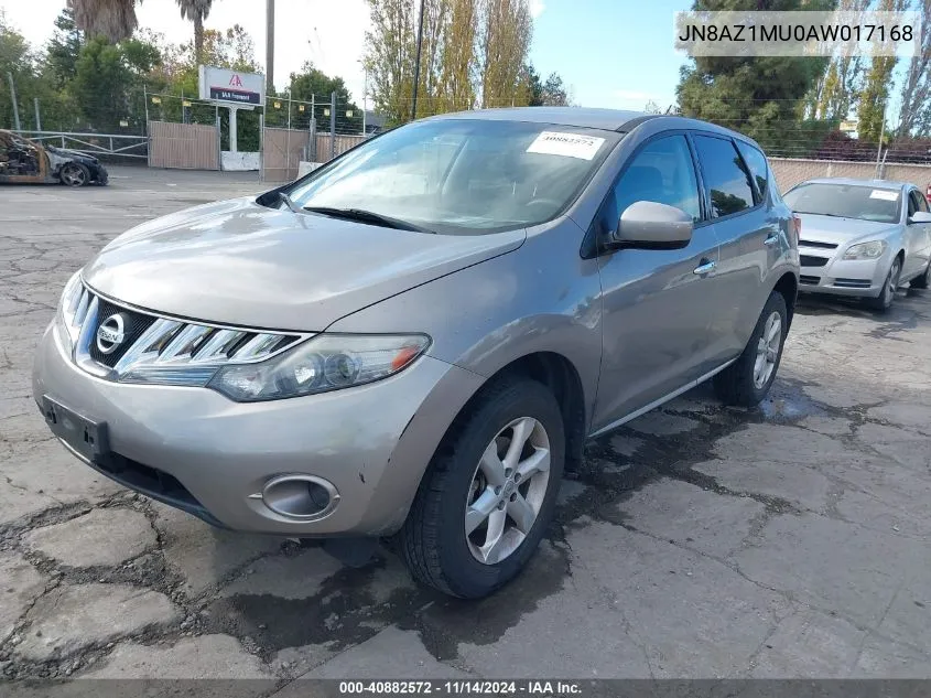 2010 Nissan Murano S VIN: JN8AZ1MU0AW017168 Lot: 40882572