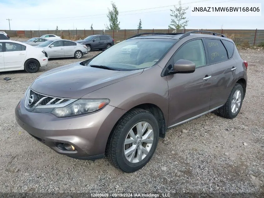 2011 Nissan Murano S/Sl/Le VIN: JN8AZ1MW6BW168406 Lot: 12089609