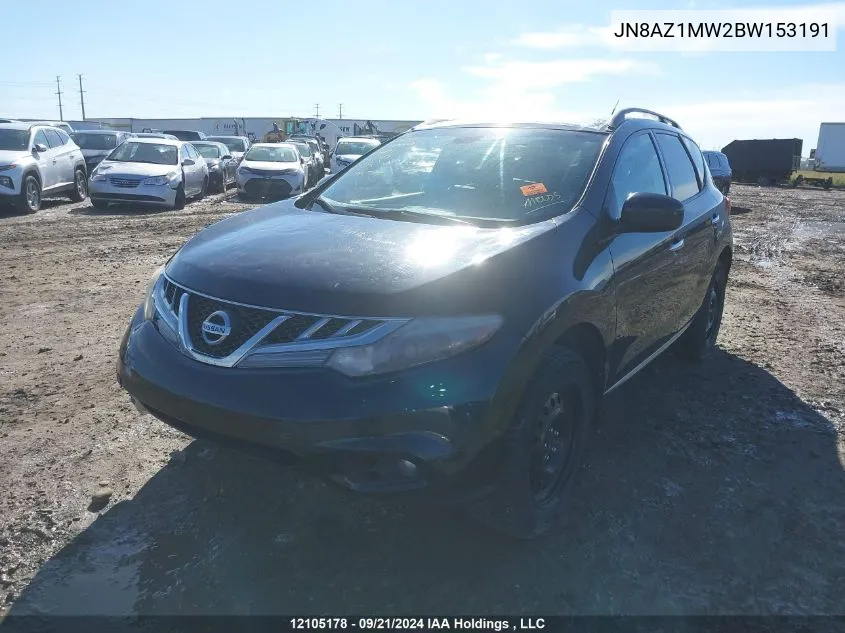 2011 Nissan Murano Sl VIN: JN8AZ1MW2BW153191 Lot: 12105178