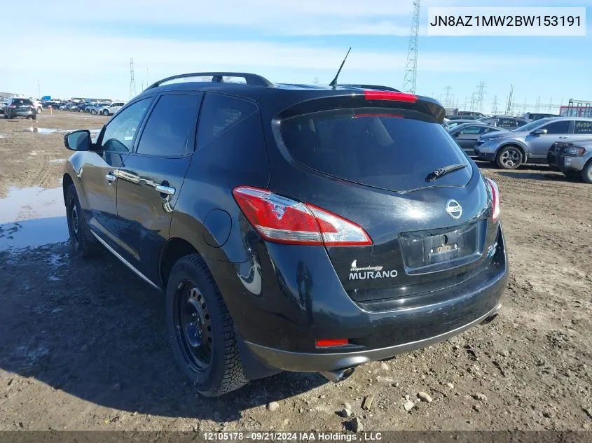 2011 Nissan Murano Sl VIN: JN8AZ1MW2BW153191 Lot: 12105178