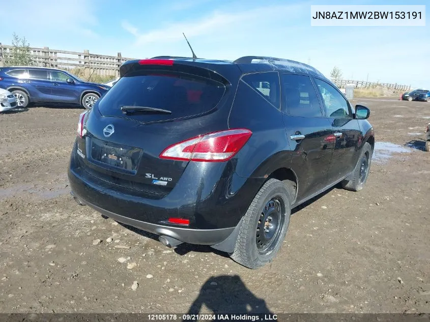 2011 Nissan Murano Sl VIN: JN8AZ1MW2BW153191 Lot: 12105178