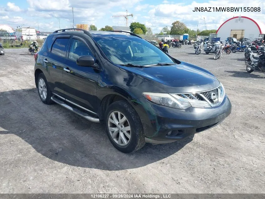 2011 Nissan Murano Sv VIN: JN8AZ1MW8BW155088 Lot: 12106227