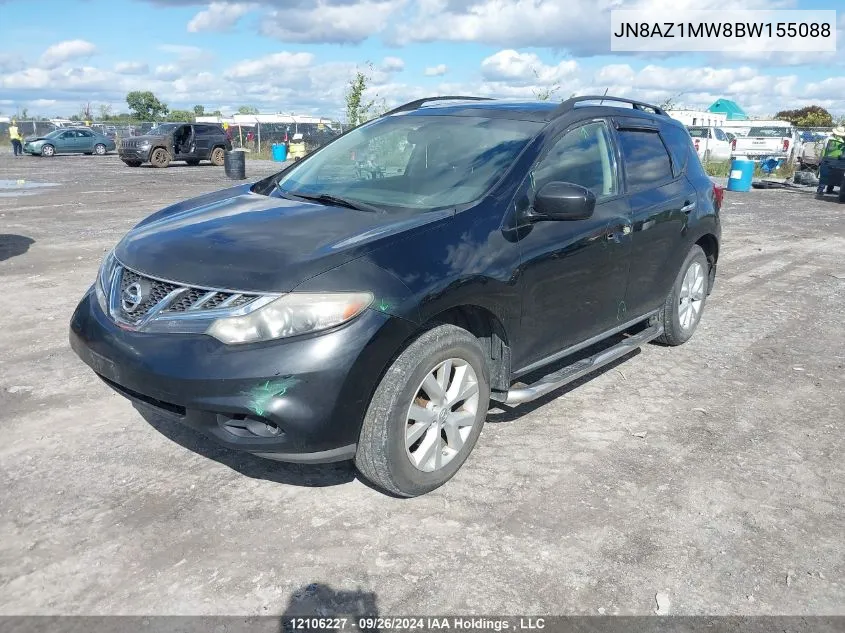 2011 Nissan Murano Sv VIN: JN8AZ1MW8BW155088 Lot: 12106227