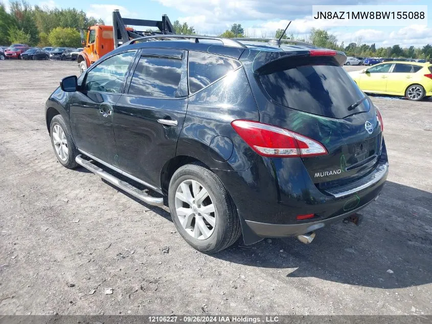 2011 Nissan Murano Sv VIN: JN8AZ1MW8BW155088 Lot: 12106227