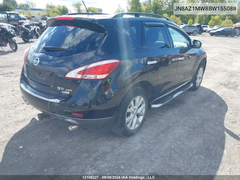 2011 Nissan Murano Sv VIN: JN8AZ1MW8BW155088 Lot: 12106227