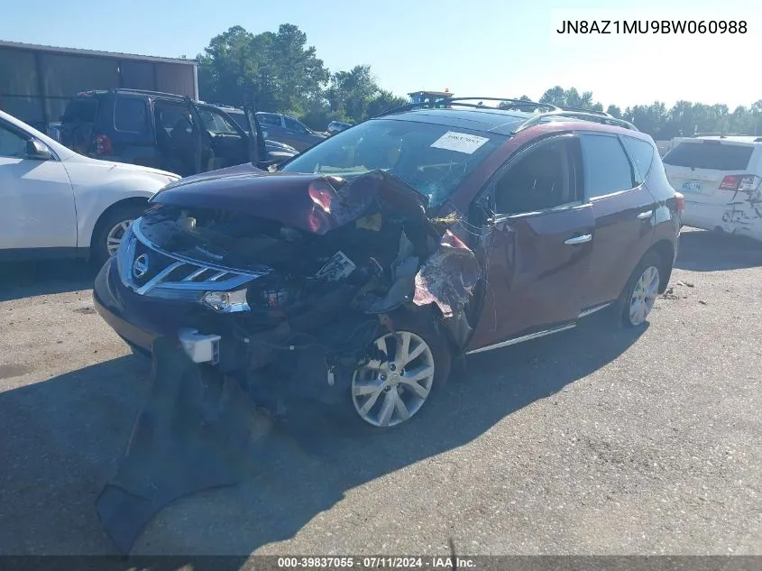 2011 Nissan Murano Sl VIN: JN8AZ1MU9BW060988 Lot: 39837055