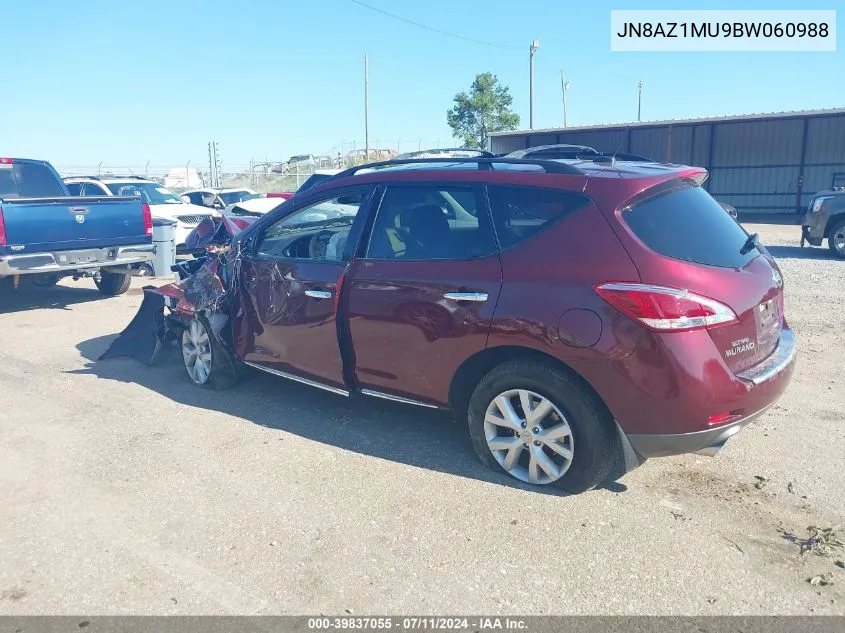 2011 Nissan Murano Sl VIN: JN8AZ1MU9BW060988 Lot: 39837055