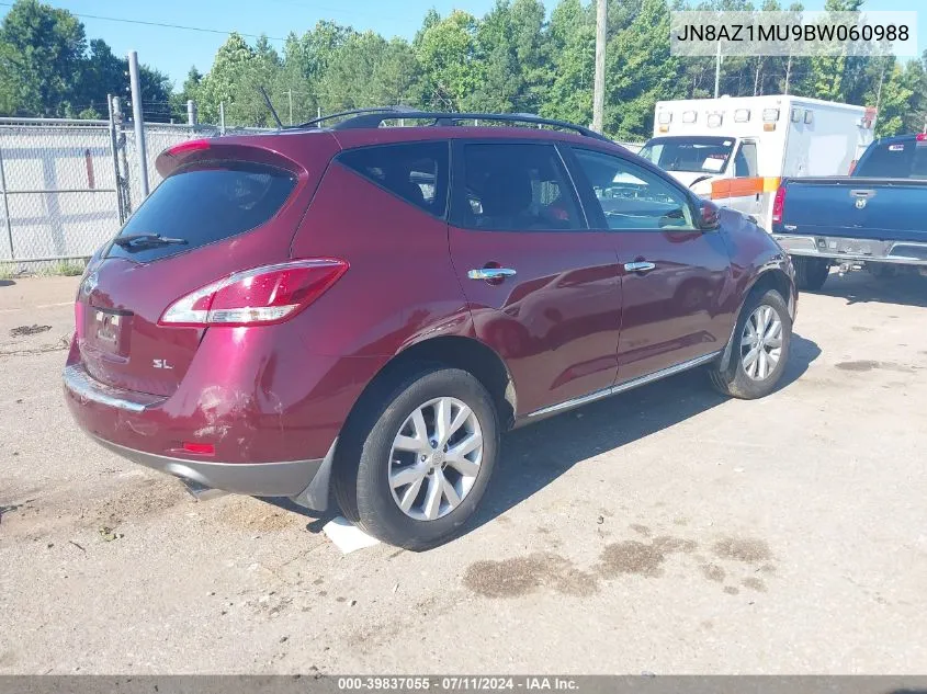 2011 Nissan Murano Sl VIN: JN8AZ1MU9BW060988 Lot: 39837055