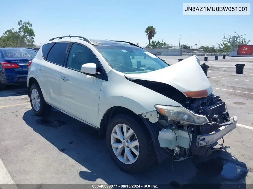 2011 Nissan Murano Sl VIN: JN8AZ1MU0BW051001 Lot: 40099977