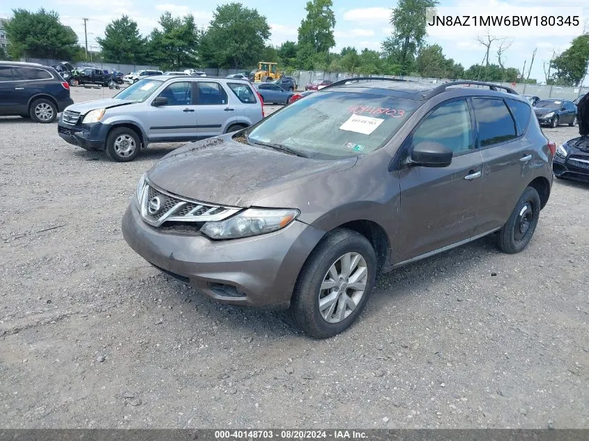 2011 Nissan Murano Sl VIN: JN8AZ1MW6BW180345 Lot: 40148703