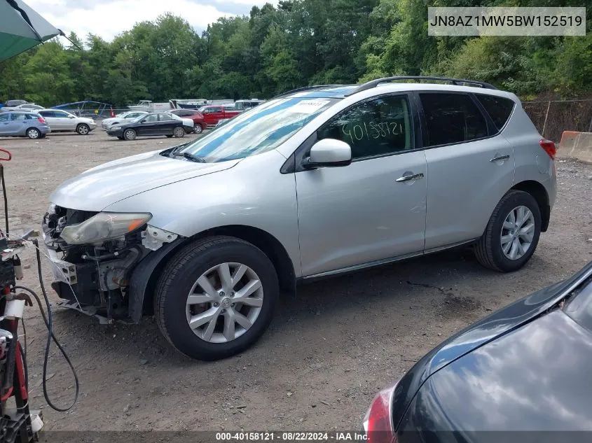 2011 Nissan Murano Sl VIN: JN8AZ1MW5BW152519 Lot: 40158121