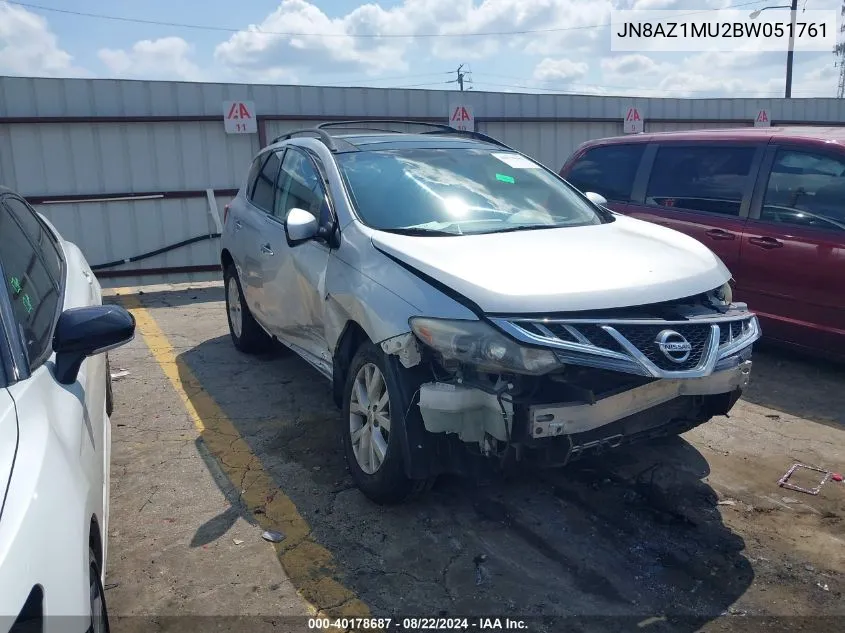 2011 Nissan Murano Sv VIN: JN8AZ1MU2BW051761 Lot: 40178687