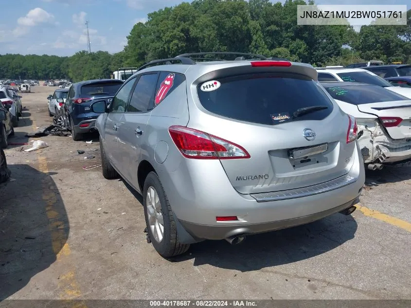 2011 Nissan Murano Sv VIN: JN8AZ1MU2BW051761 Lot: 40178687