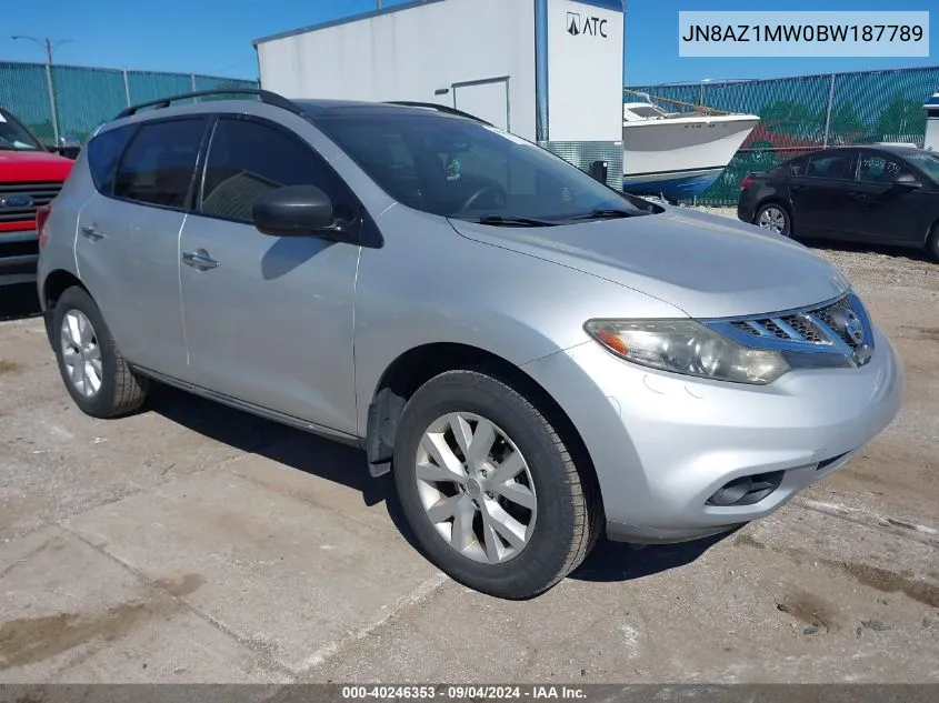 2011 Nissan Murano S/Sl/Le VIN: JN8AZ1MW0BW187789 Lot: 40246353