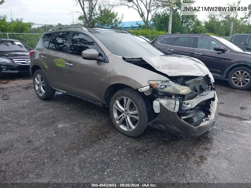 2011 Nissan Murano S/Sl/Le VIN: JN8AZ1MW2BW181458 Lot: 40433653