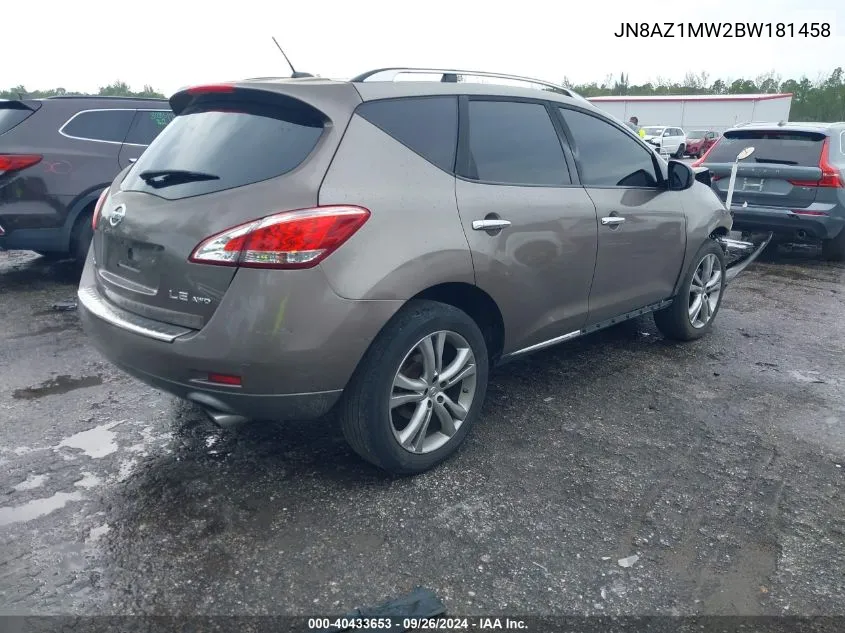 JN8AZ1MW2BW181458 2011 Nissan Murano S/Sl/Le