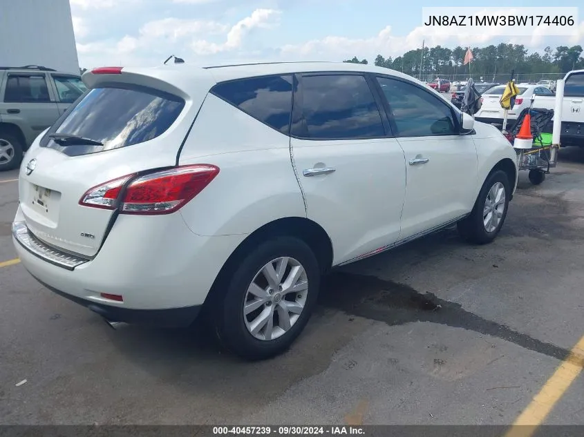 2011 Nissan Murano S VIN: JN8AZ1MW3BW174406 Lot: 40457239