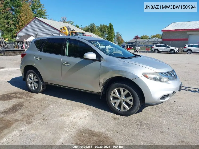 2011 Nissan Murano S VIN: JN8AZ1MW3BW150994 Lot: 40476285