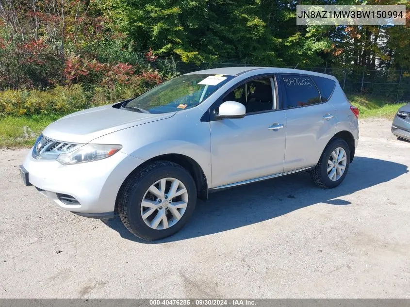 2011 Nissan Murano S VIN: JN8AZ1MW3BW150994 Lot: 40476285