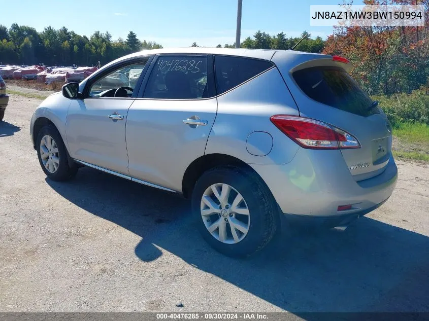 2011 Nissan Murano S VIN: JN8AZ1MW3BW150994 Lot: 40476285