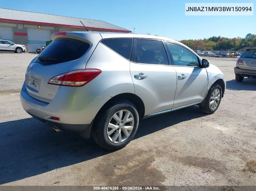 2011 Nissan Murano S VIN: JN8AZ1MW3BW150994 Lot: 40476285