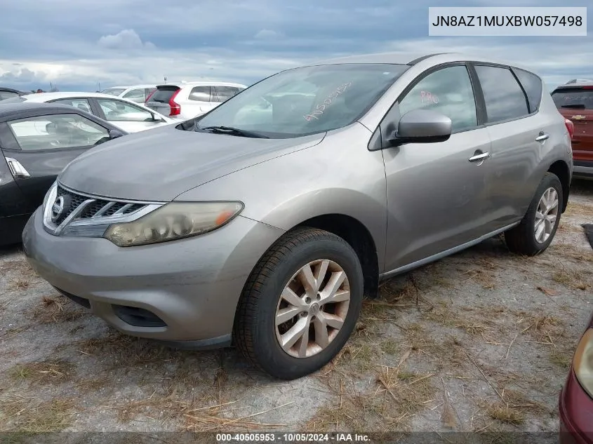 2011 Nissan Murano S/Sl/Le VIN: JN8AZ1MUXBW057498 Lot: 40505953