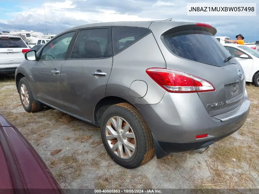 2011 Nissan Murano S/Sl/Le VIN: JN8AZ1MUXBW057498 Lot: 40505953